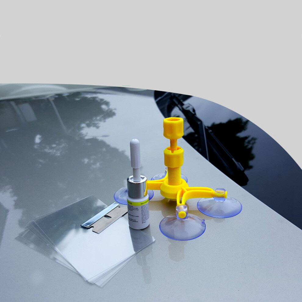 Windshield Crack Repair Kit With Stable Suction Cups & Filler, Yellow 4611339782084
