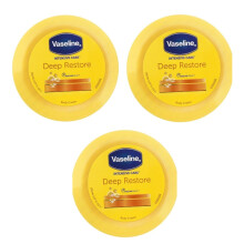 Vaseline Intensive Care Deep Restore Body Cream| Helps restore softness and smooth texture - 3 x 150ml
