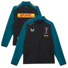 (Size 12) Harlequins Women's Rugby Jacket Black Castore Travel Jacket - New
