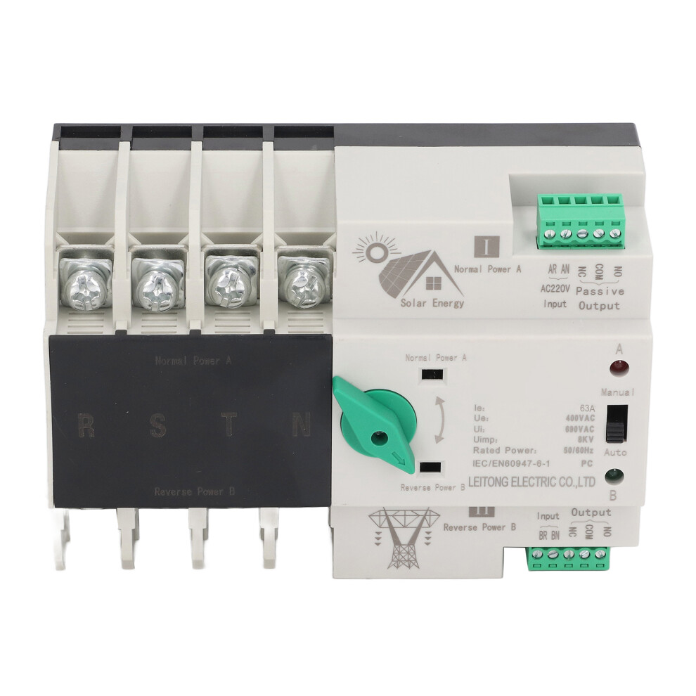 Dual Power Automatic Transfer Switch 4P 63A Fast Circuit Controller Pv To Mains 8101339784691