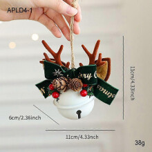(Green Bow Antlers Bell, white) Holiday Ornaments Christmas Bells, Bows, Pinecones, Bells, Christmas Tree Decorations
