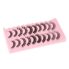 10 pares de pestañas postizas, curva DD, negro, grosor