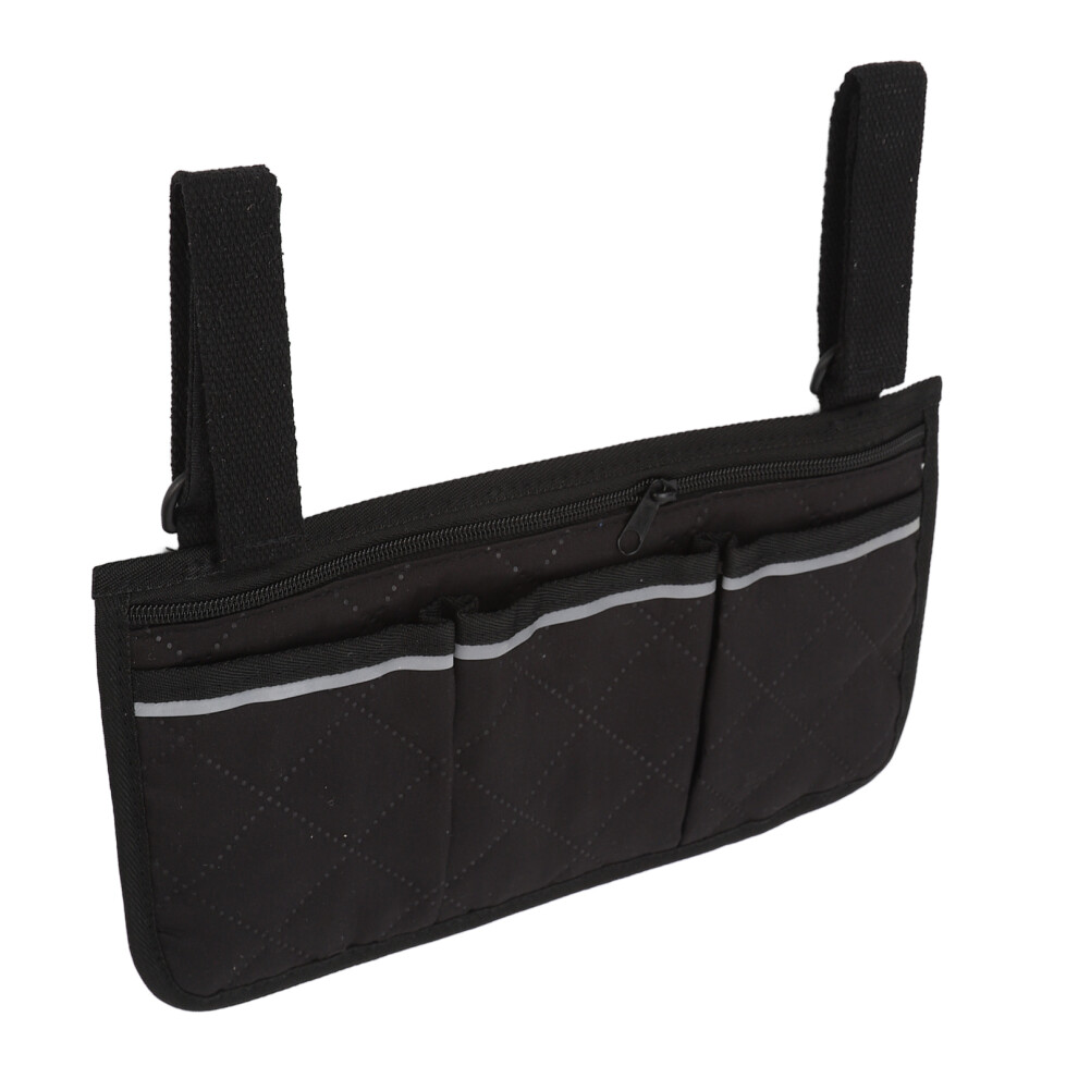Waterproof Canvas Wheelchair Side Storage Bag 32x18cm with Buckle System