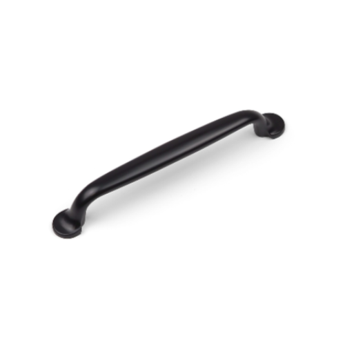 Matt Black D-Bar Cabinet Handle 128mm Dark Rounded Curved