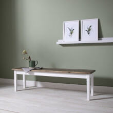 Hallway Bench Kitchen Dining Entryway in White and Dark Pine Canterbury 157cm