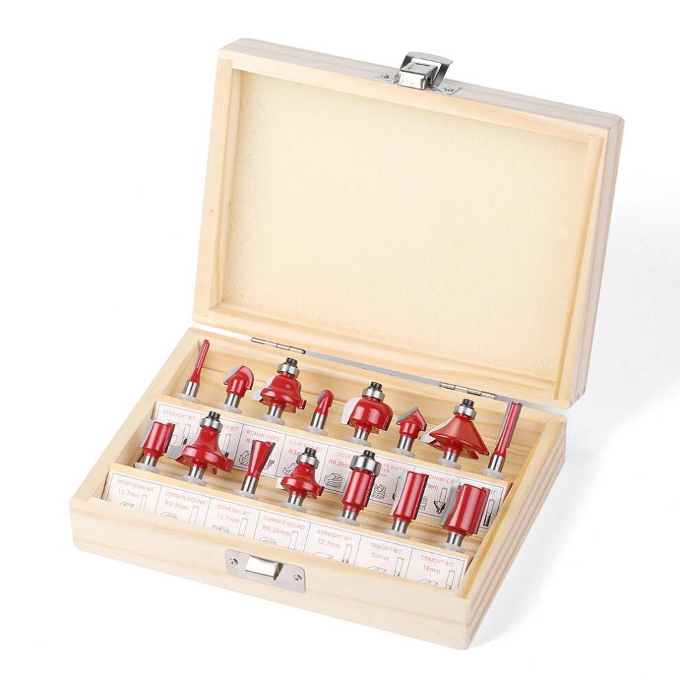 15Pcs Milling Cutter Router Bit Set Carbide Shank Mill Woodworking Trimming Engraving Carving Cutting Tool 6942424338205