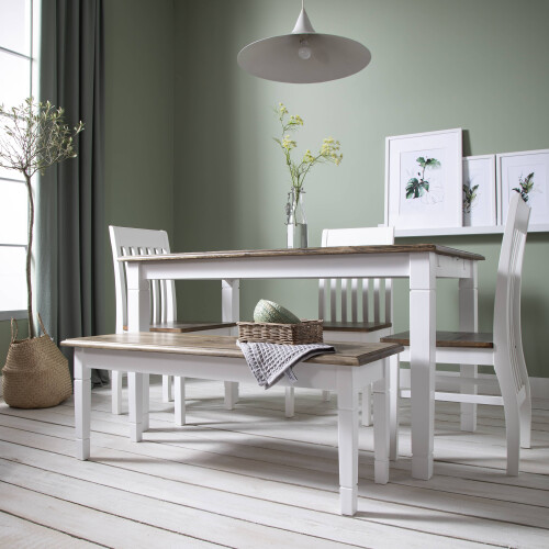 Noa and Nani Canterbury Hallway Bench Entryway Medium in White and Dark Pine 2