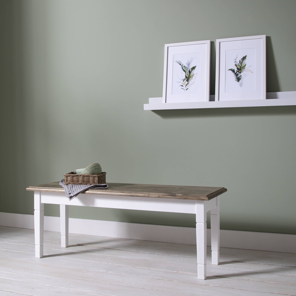 Noa And Nani Canterbury Hallway Bench Entryway Medium In White And Dark Pine