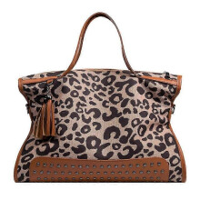 (Brown) Women Leopard Handbag Tote Tote Bag Large Capacity Shoulder Bag