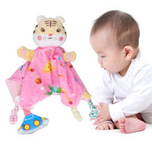 Pink Soft Tiger Security Blanket Toy - Cute Plush Baby Safety Blanket for Kids