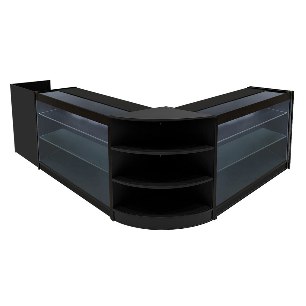 Monstershop (2 X 1200Mm W Counters & X 600Mm W Units - ) Shop Counter Set Astro Led Lockable Retail Black/Light Size 2