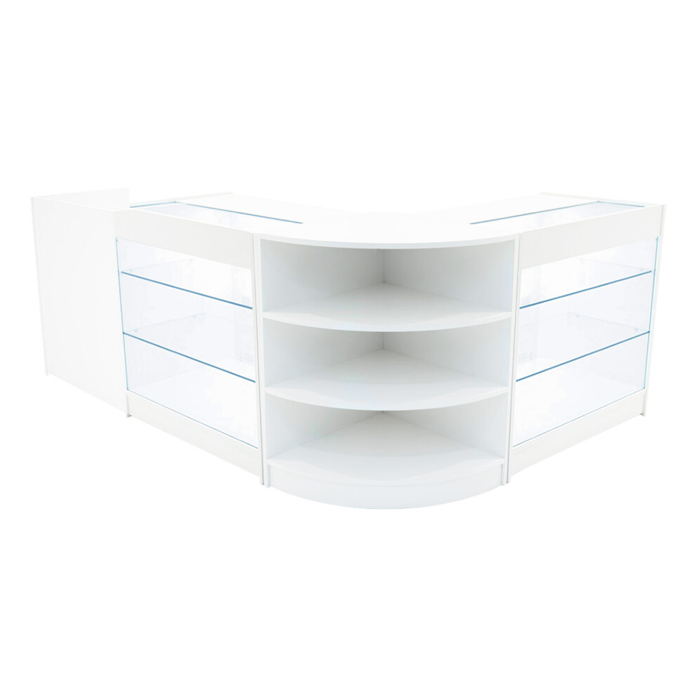 Monstershop (2 X 900Mm W Counters & X 600Mm W Units - ) Shop Counter Set Astro Led Lockable Retail White/Light Size 2