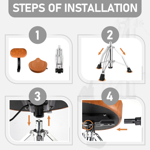 Drum Throne Padded Drum Seat Drumming Stools with Anti-Slip Feet 2