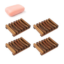 4 piezas de bandejas para jabón de bambú para baño, resistentes al agua y con ventilación, accesorios de ducha