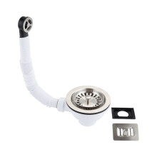 McAlpine 1.5" Universal Basket Strainer Waste and Oflow Brushed Nickel