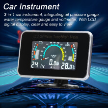 3-in-1 Vehicle LCD Meter: Oil Pressure Voltage Water Temp 9-36V