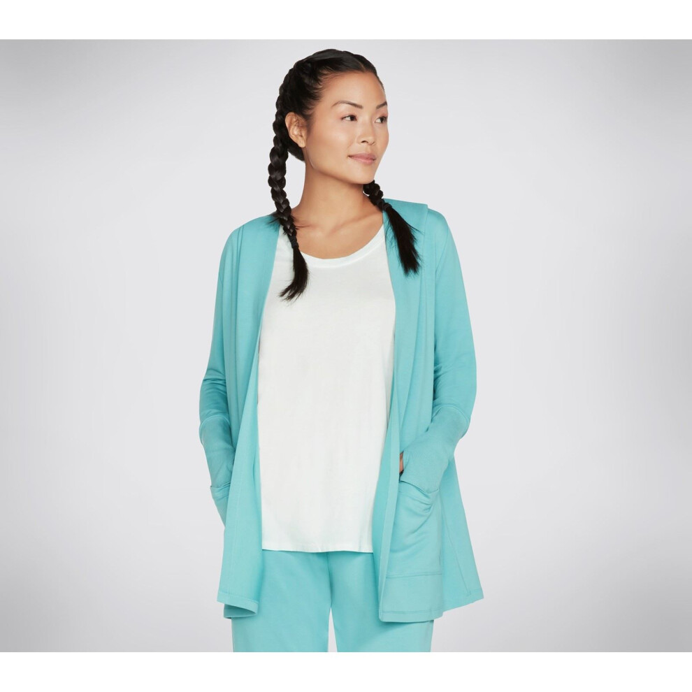 Skechers (Blue, L) Performance Everyday Belted Women's Light Turquoise Cardigans