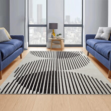 (120cm x 170cm (4ft x 5ft 6")- Small Area Living Room Bedroom Rug , Black Waves) Non Slip Modern Rugs Area Carpet Runner Door Mats