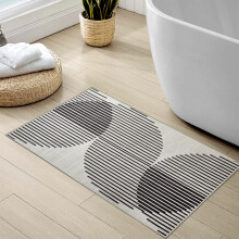 (40cm x 60cm ( 1 ft 4" x 2 ft)- Small Door/Bath Mat, Black Waves) Non Slip Modern Rugs Area Carpet Runner Door Mats