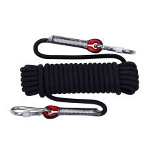 12 mm Kletterseil 10 m Schwarz mit Doppelstahl-Schnallen Notfallexit-Seil für Wandern Camping