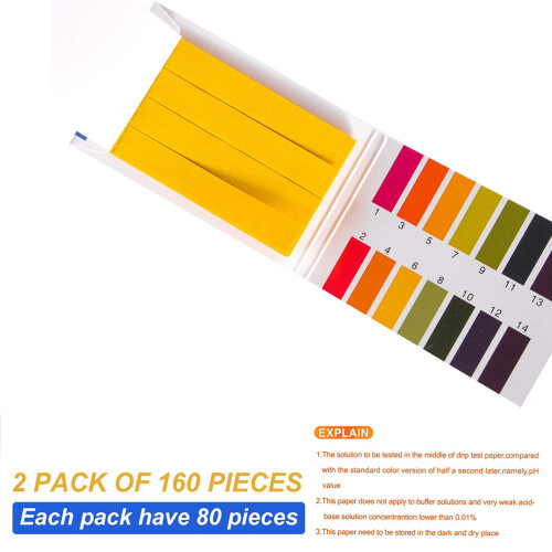 2-Pack pH Test Strips 160pcs with Eye Dropper for Pool Aquarium Soil 2