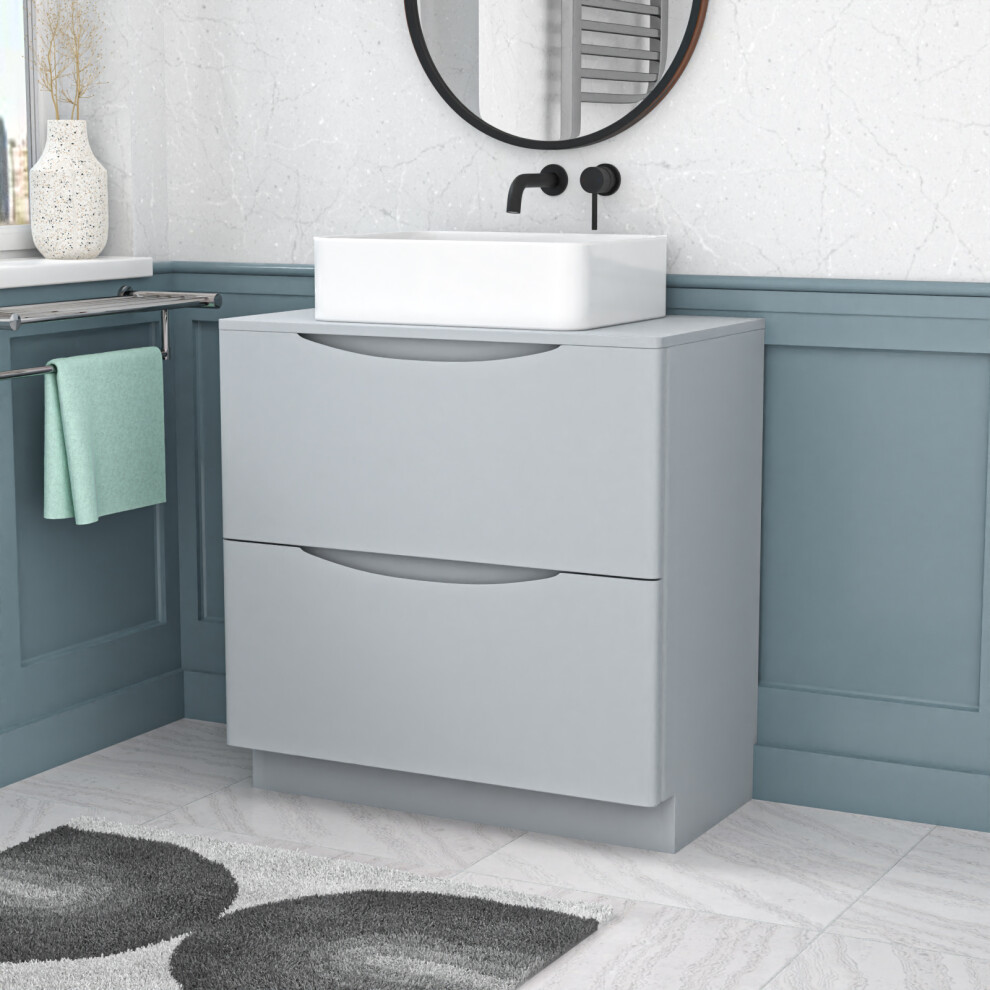 Nes Home Merton 800Mm Matte Freestanding Vanity Unit With Square Bowl Basin Grey