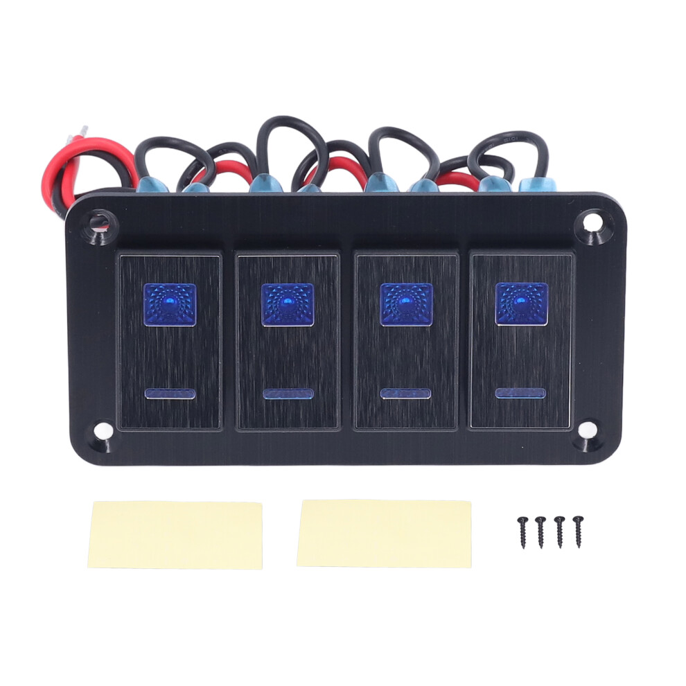 Black 4 Gang Rocker Switch Panel Ip65 Waterproof 9121376443909
