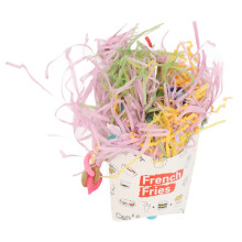 Vogel Französische Pommes Spielzeug Bunte Papierstreifen zum Futtersuchenspiel Bambusfalle Becher Papageienspielzeug zum Kauen für Wellensi