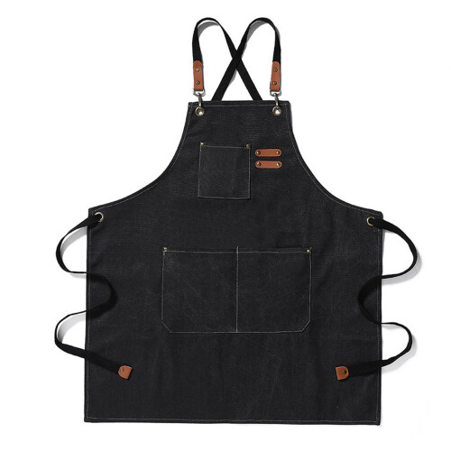 Waterproof Breathable Unisex Work Apron with Pockets, Black, One Size