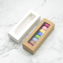 10 piezas Cajas transparentes de papel para macarons, exterior tamaño S, 20.5x7x5 cm