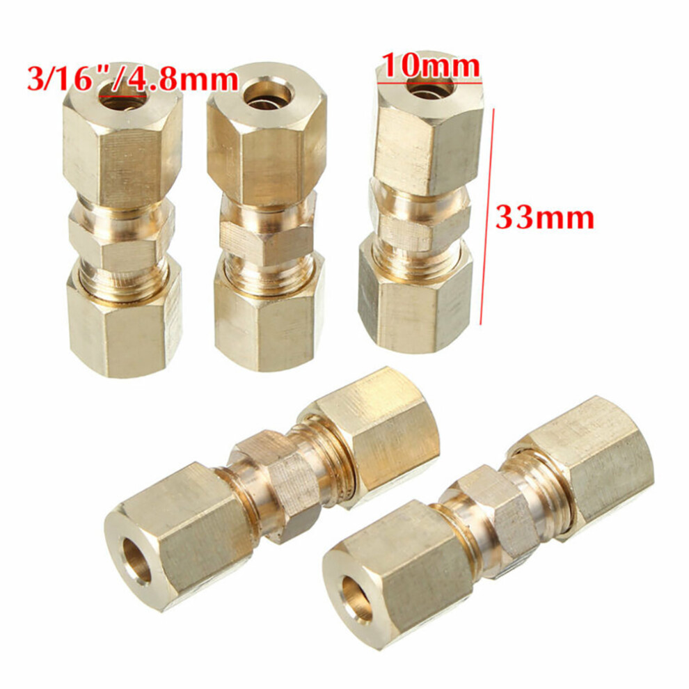 5Pcs Brass 3/16In Compression Fittings Connector Durable Corrosion-Resistant 9441339858770