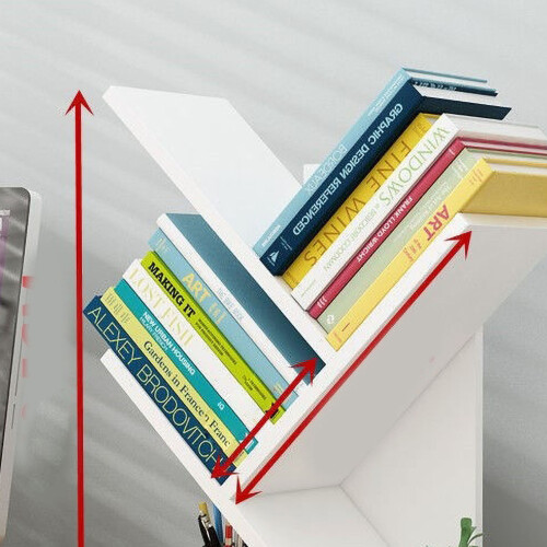 Solid Wood Tree Bookshelf 3-Tier Space Saver White Office Home School 2