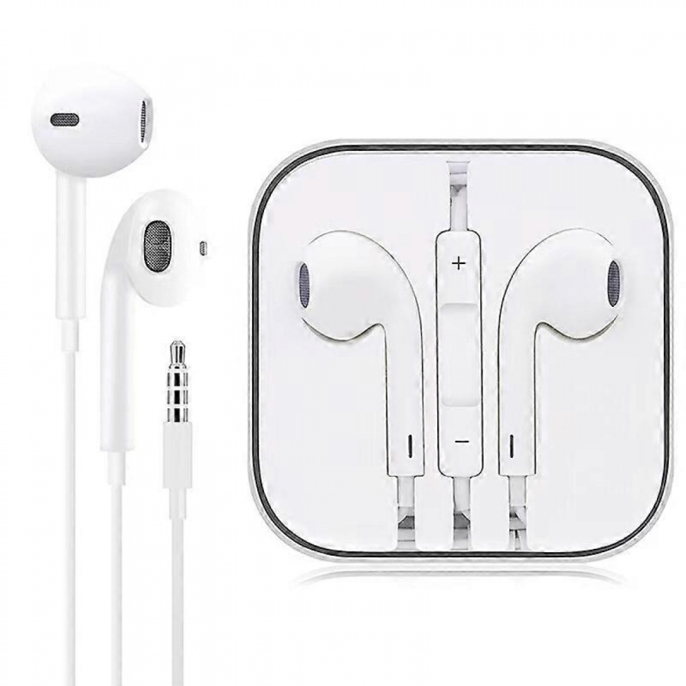 Wired Earbuds, White 155 Round Hole (Apple Tuning Only) In-Ear Headphones with Microphone, In-Ear Wired Stereo In-Ear Headphones Bass Earbuds, Compat