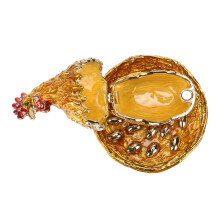 Goldene Huhn Figurenschachtel Handgefertigte Exquisite Kleine Schmuckdose mit Strass für Tischdekoration