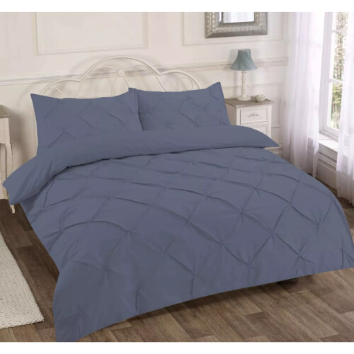 Pintuck Pleated Duvet Cover Sheets With Pillow Cases For Double 2