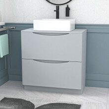 Nes Home 800mm Matte Grey Bathroom Vanity Unit, Worktop With Square Bowl Basin