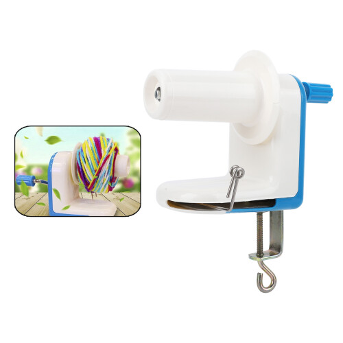 Blue Hand Operated Yarn Ball Winder Lightweight Plastic Compact Design