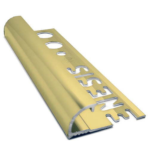 Bright Brass Aluminium Quadrant Tile Trim 12mm x 2.5m EAQ Genesis Edge Protector Strip