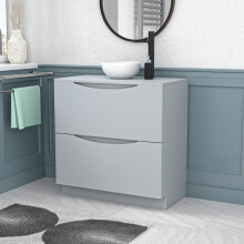 Nes Home Matte Grey 800mm Bathroom Freestanding Vanity Unit Round Ceramic Basin