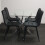Clear Glass Dining Table with 4 Black Velvet Upholstered Chairs 3