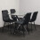 Clear Glass Dining Table with 4 Black Velvet Upholstered Chairs 2