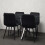 Clear Glass Dining Table with 4 Black Velvet Upholstered Chairs 4