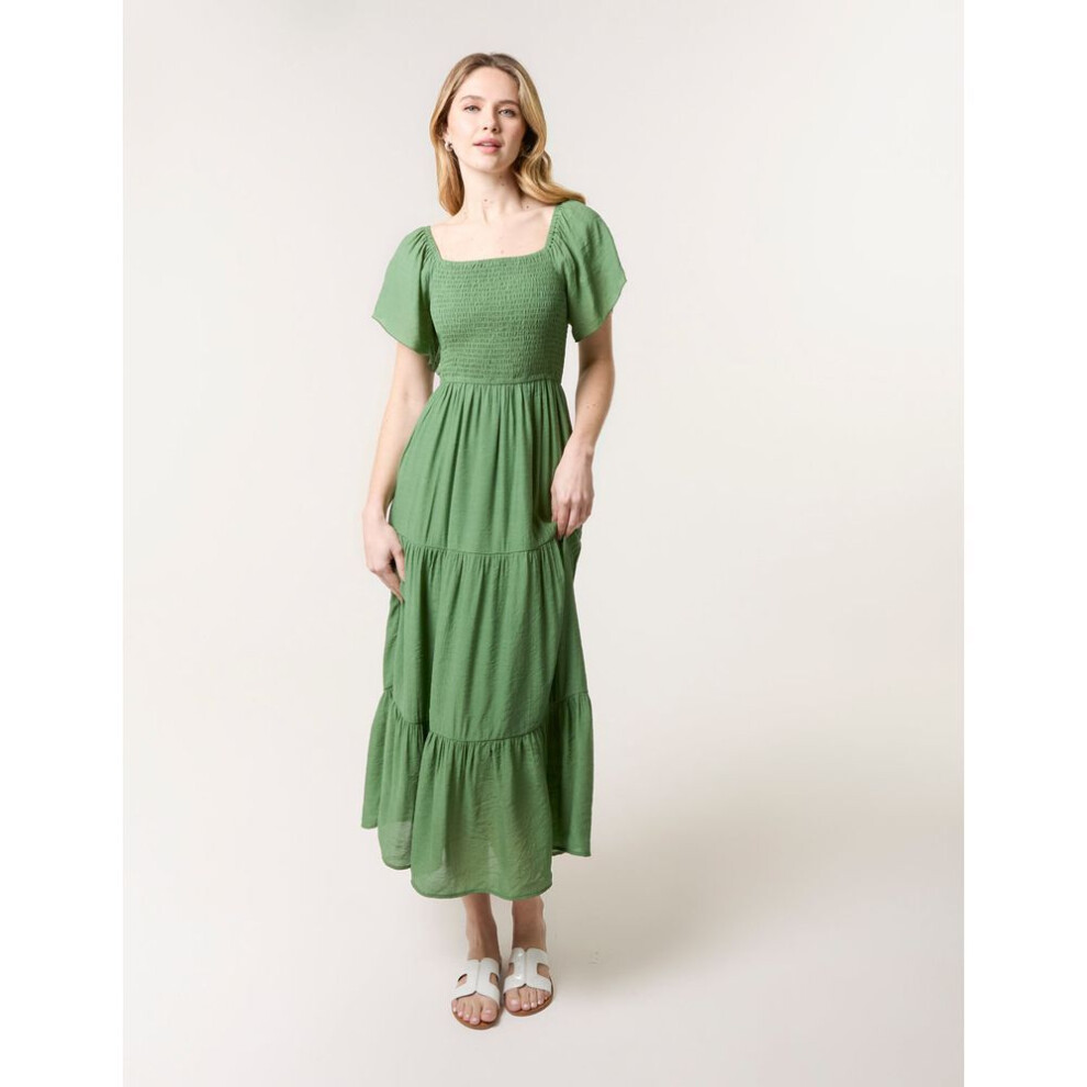 (LIGHT KHAKI, L/XL) Flutter Sleeve Maxi Dress-image-OPC-PJJX587-NEW