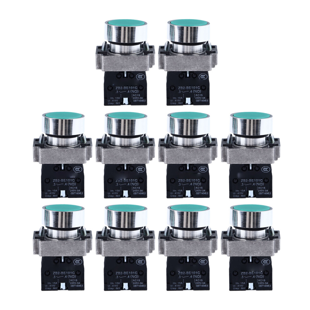 10PCS Push Button Switch Self Resetting Flat Head