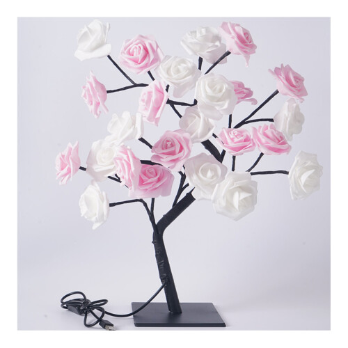 LED-Tischbonsai-Baumlampe USB 24 Lichter rosa 1