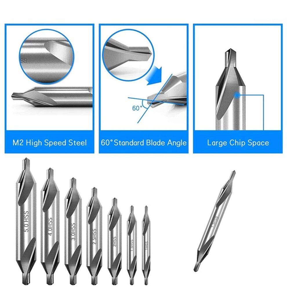 High Speed Steel 60 Angle Center Drill Bit For Metalworking, 1Â5Mm 7631339893938