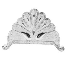 Napkinhalter Klassisch aus Metall Pfau geprägt Europäischer Stil Tisch Taschentuchhalter Tischplatte Freistehend Taschentuchspender Silber