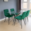 Modern Rectangular Glass Table and 4 Green Velvet Dining Chairs 1