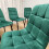 Modern Rectangular Glass Table and 4 Green Velvet Dining Chairs 3