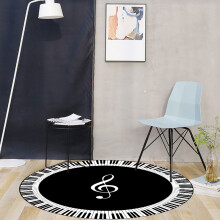 Teppich mit musikalischer Note 80*80 cm Schwarz Weiß Polyester
